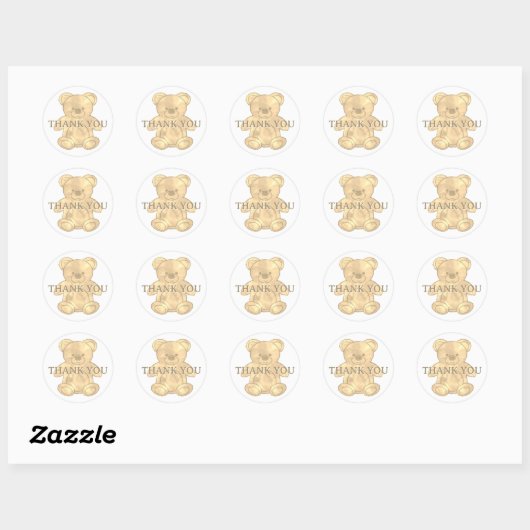 Cute Teddy Bear Bedankt Ronde Sticker (Vel)