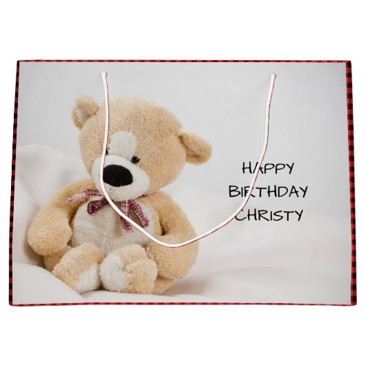 Cute Teddy Bear Birthday Groot Cadeauzakje (Voorkant)
