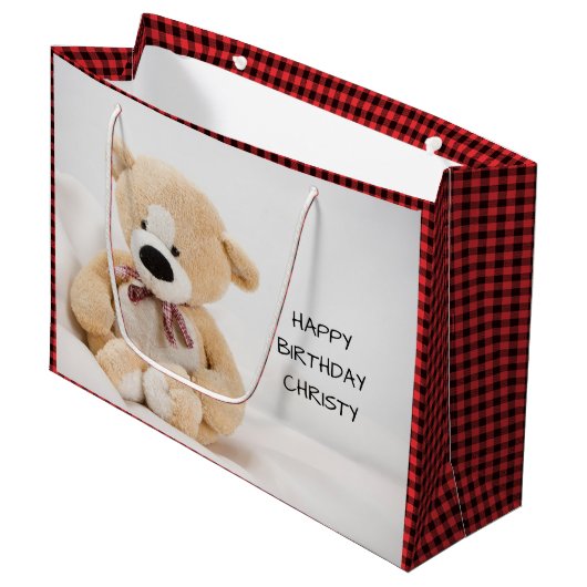 Cute Teddy Bear Birthday Groot Cadeauzakje (Voorkant Gekanteld)