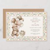 Cute Teddy Bear Birthday Kaart (Voorkant / Achterkant)