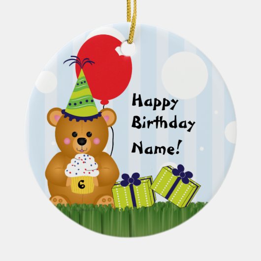Cute Teddy Bear Birthday Ornament (Voorkant)