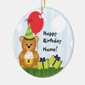 Cute Teddy Bear Birthday Ornament (Links)