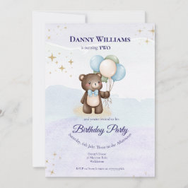 Cute Teddy Bear Birthday Party Invitation Kaart