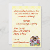 Cute Teddy Bear Birthday Party Kaart (Achterkant)