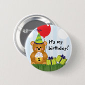  Cute Teddy Bear Birthday Pin Ronde Button 5,7 Cm (Voorkant /achterkant)