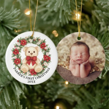 Cute Teddy Bear Bloemenkrans Baby Eerste Kerstmis
