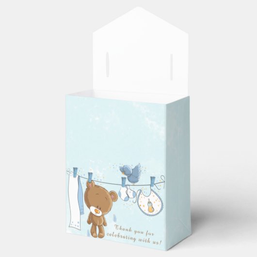Cute Teddy Bear Blue Baby shower Bedankt Bedankdoosjes (Geopend)