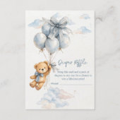 Cute Teddy Bear Blue Balloons Clouds Baby Boy Informatiekaartje (Voorkant)