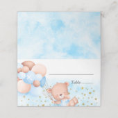 Cute Teddy Bear Blue Boy Baptisme Plaatskaartje (Buitenkant ongevouwen)
