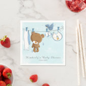 Cute Teddy Bear Blue Clothesline Baby shower Servet (Insitu)