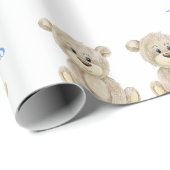 Cute Teddy Bear Blue, het Baby shower Twins Cadeaupapier (Rol Hoek)