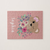 Cute Teddy Bear Blush Pink Kinder & Name Legpuzzel (Horizontaal)