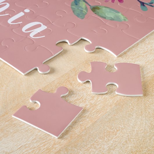 Cute Teddy Bear Blush Pink Kinder & Name Legpuzzel (Zijkant)