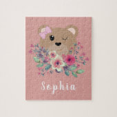 Cute Teddy Bear Blush Pink Kinder & Name Legpuzzel (Verticaal)