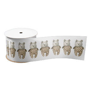 Cute Teddy Bear Boho Baby shower Satijnen Lint