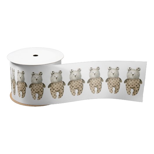 Cute Teddy Bear Boho Baby shower Satijnen Lint (Spoel)