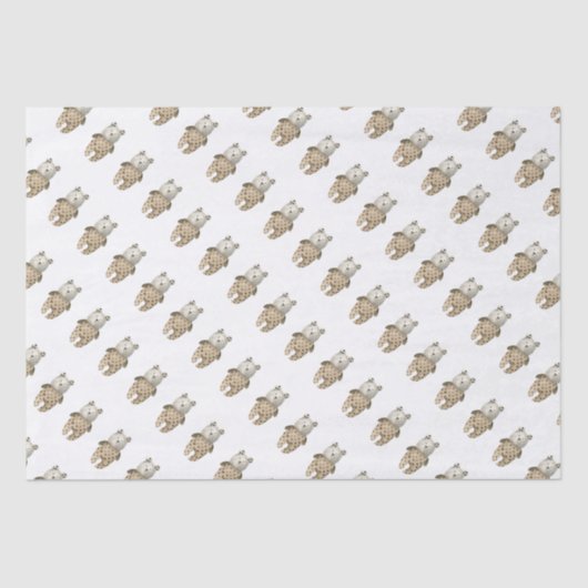Cute Teddy Bear Boho Baby shower Wrapping Paper Tissuepapier (Voorkant)