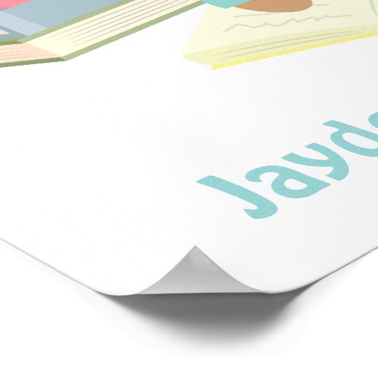 Cute Teddy Bear Books Reading Corner Poster (Hoek)