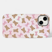 Cute Teddy bear & Bow iPhone 14 Case 🧸 (Achterkant (horizontaal))