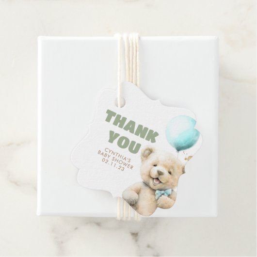 Cute Teddy Bear Boy Baby shower Dank u wel Bedankjes Labels (In situ)