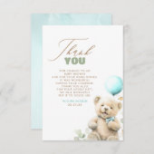 Cute Teddy Bear Boy Baby shower Dank u wel Bedankkaart (Voorkant / Achterkant)