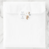 Cute Teddy Bear Boy Baby shower Dank u wel Ronde Sticker (Tas)