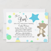 Cute Teddy Bear Boy Baby shower Kaart (Voorkant)