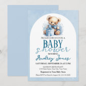 Cute Teddy Bear Boy Baby shower Kaart (Voorkant / Achterkant)