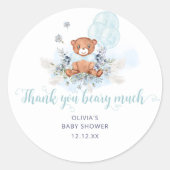 Cute Teddy Bear Boy Baby shower Ronde Sticker (Voorkant)