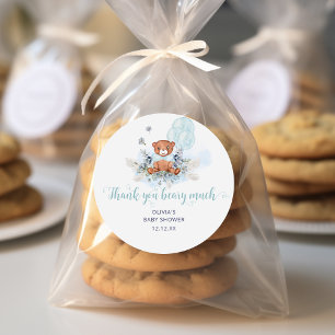 Cute Teddy Bear Boy Baby shower Ronde Sticker