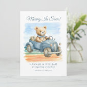 Cute Teddy Bear Boy Pregnancy Aankondiging (Staand voorkant)