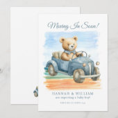 Cute Teddy Bear Boy Pregnancy Aankondiging (Voorkant / Achterkant)