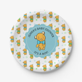 Cute Teddy Bear Boy's Baby shower Papieren Bordje
