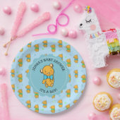Cute Teddy Bear Boy's Baby shower Papieren Bordje (Feest)