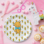 Cute Teddy Bear Boy's Baby shower Papieren Bordje (Feest)