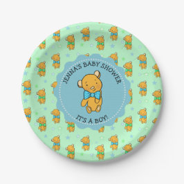 Cute Teddy Bear Boy's Baby shower Papieren Bordje