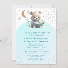 Cute Teddy Bear brengt een boek Baby shower mee Kaart