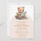 Cute Teddy Bear brengt een boek Baby shower mee Kaart (Voorkant)
