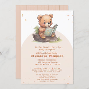 Cute Teddy Bear brengt een boek Baby shower mee Kaart