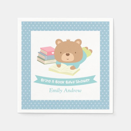 Cute Teddy Bear brengt een boek Baby shower mee Servetten (Voorkant)