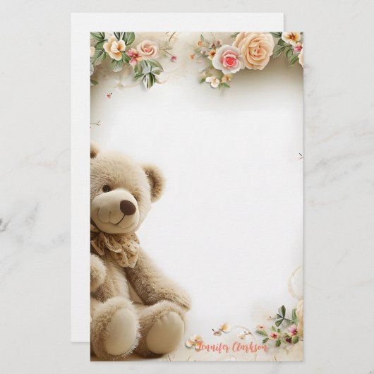 Cute Teddy Bear Briefpapier (Voorkant / Achterkant)