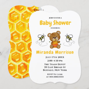 Cute Teddy Bear Bumblebee Baby shower Invites Kaart