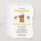 Cute Teddy Bear Bumblebee Baby Shower Uitnodiginge Kaart (Voorkant)