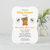 Cute Teddy Bear Bumblebee Baby Shower Uitnodiginge Kaart (Staand voorkant)