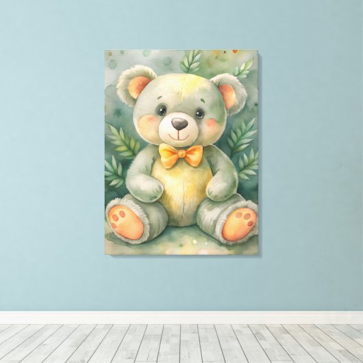 Cute Teddy Bear Canvas Afdruk (Insitu (Houten vloer))