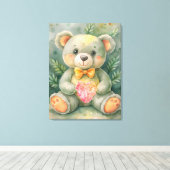 Cute Teddy Bear Canvas Afdruk (Insitu (Houten vloer))