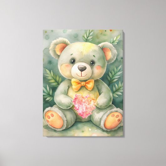 Cute Teddy Bear Canvas Afdruk (Voorkant)
