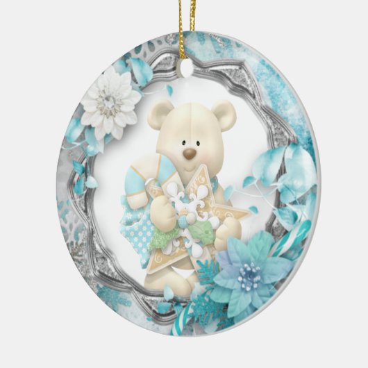 Cute Teddy Bear Ceramic Ornament (Links)