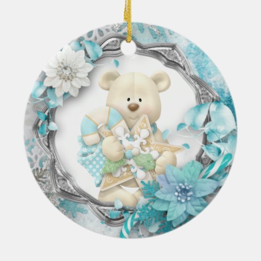 Cute Teddy Bear Ceramic Ornament (Achterkant)