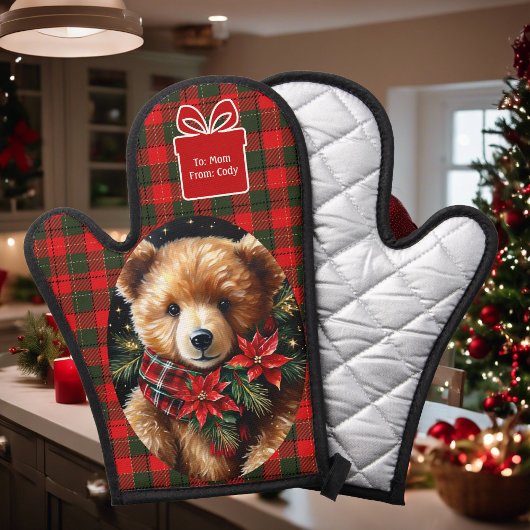 Cute Teddy Bear Christmas Add Name Mom Grandma Ovenwant